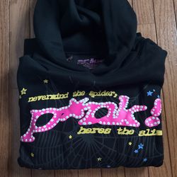Sp5der Black Punk Hoodie Size Medium 