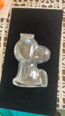 Vintage Snoopy Heavy Glass Coin Bank