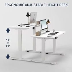 55inch White Height Adjustable Desk 