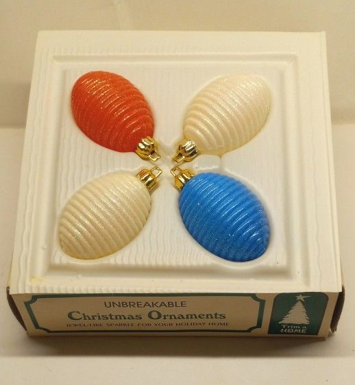 Vintage Trim a Home Unbreakable Christmas Ornaments Made in Spain for Kmart NOS