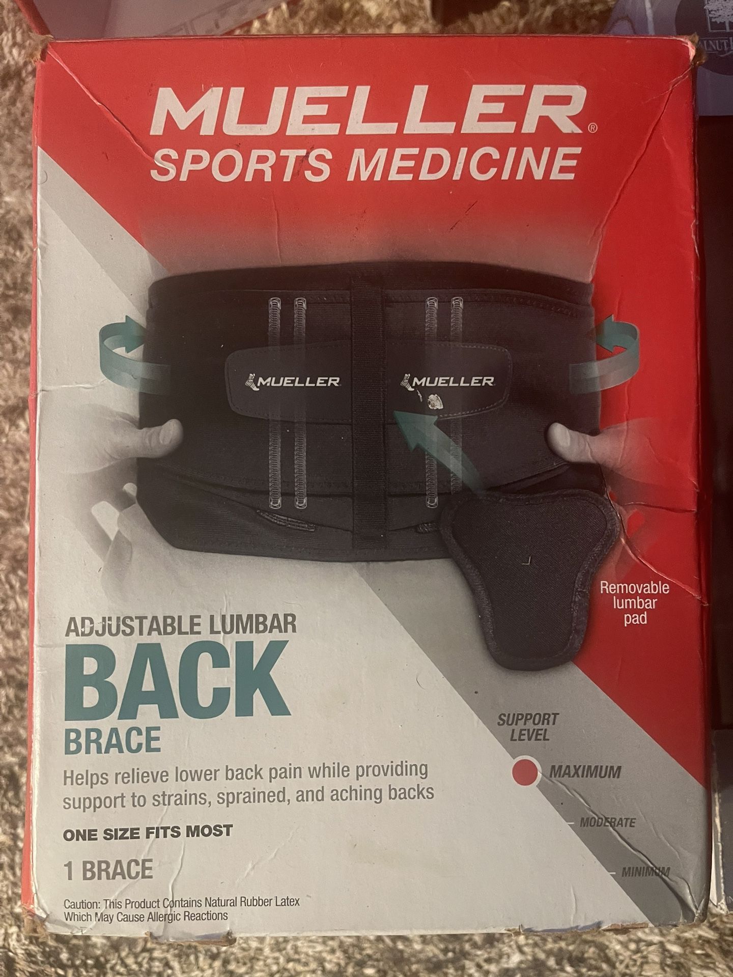 Adjustable Back Brace, Unisex, One Size Fits Most- Black