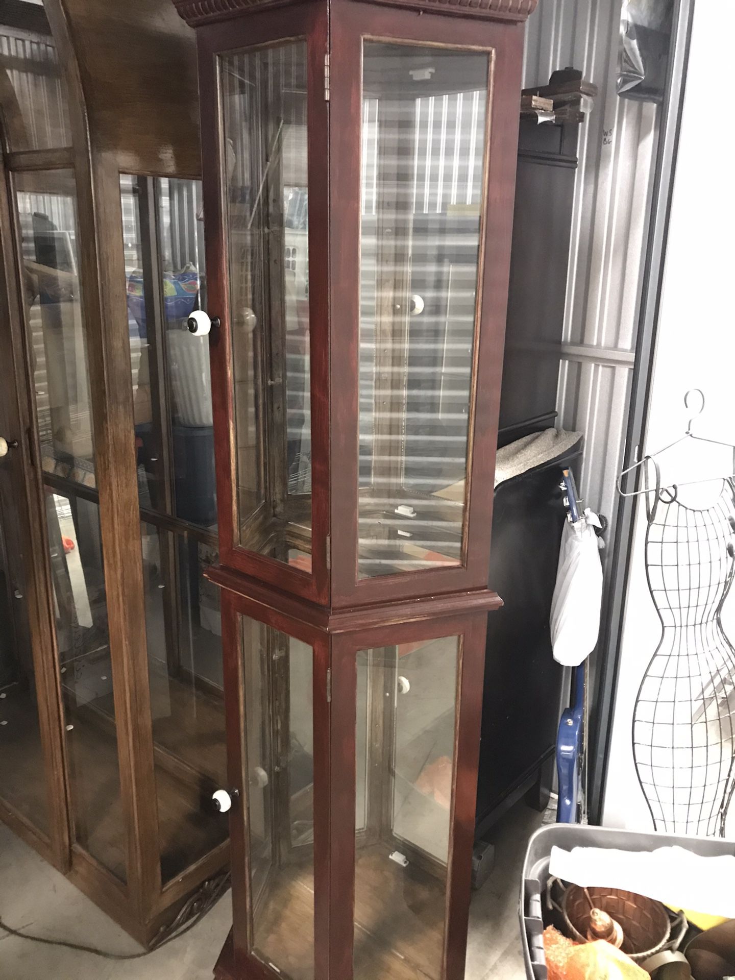 Wood Curio Cabinet With Glass Shelves