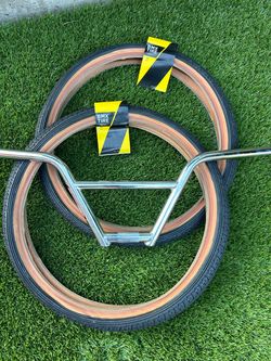 GT  BMX Tires  20”  and Chrome Handlebars Bundle