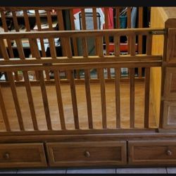 Solid Oak Handmade Crib Bed, Changing Table  Dresser