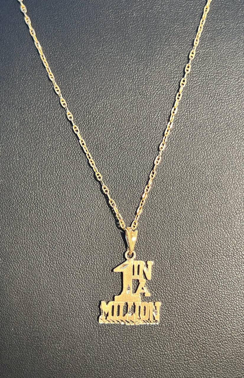 14k “One in a Million” yellow solid gold Anchor  chain necklace 27 inches 5.1 grams