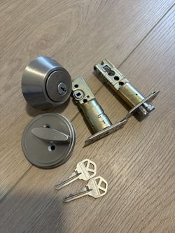 Silver Front Door Handle Set with Deadbolt, Door Levers and Keys