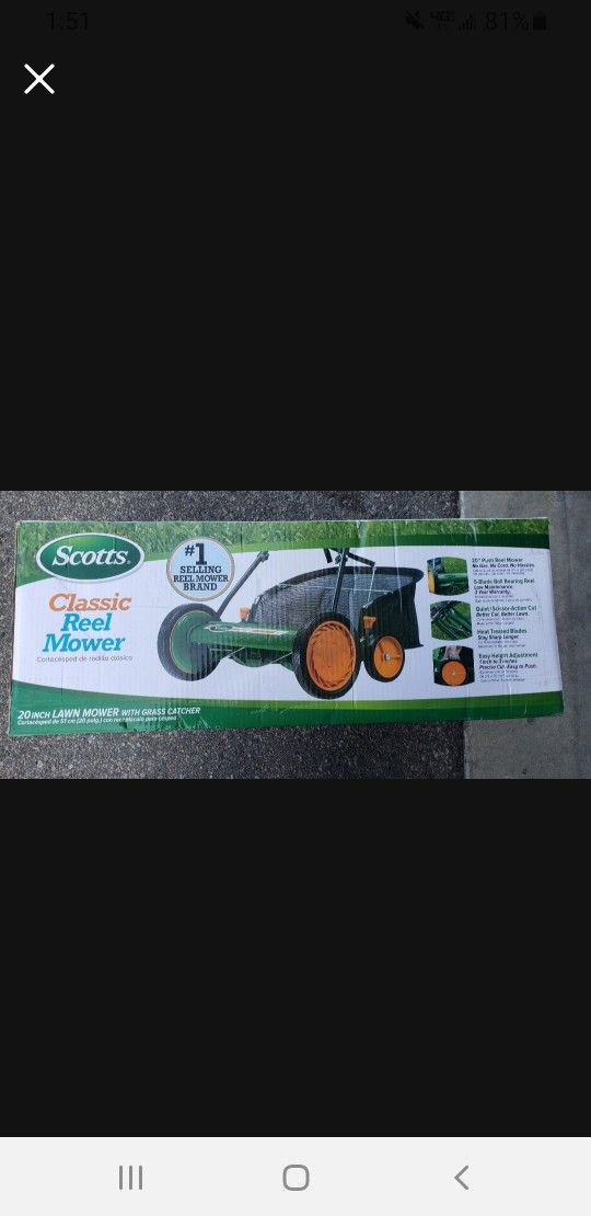 Scotts 20in Classic Walk Behind Push Mower with Grass Catcher