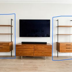 Set of Two CB2 Shelves with Two Drawers