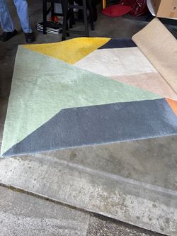 CB2 5x8 ft 100% wool rug with pad