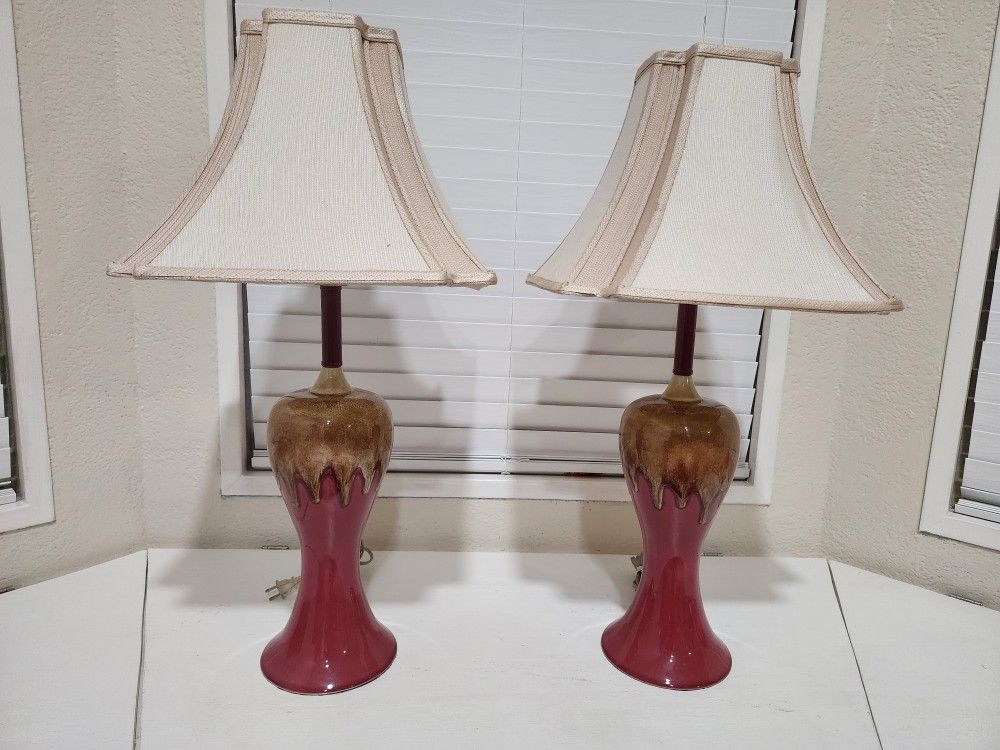 Pair Vantage Lamps Made By Ceramic, 2 For $48, 28.5" H