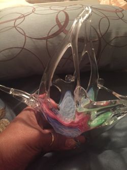 Vintage Murano 1960s Art glass swirl basket