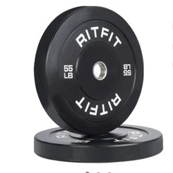 🥨A Pair RitFit 55LBS Olympic Weight Plate, Bumper Plates With Steel Insert, Olympic Barbell Weight Plates for Gym and Home