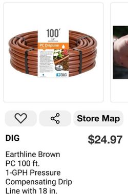 Earthline Brown
PC 100 ft.
1-GPH Pressure
Compensating Drip
Line with 18 in.
Spacing