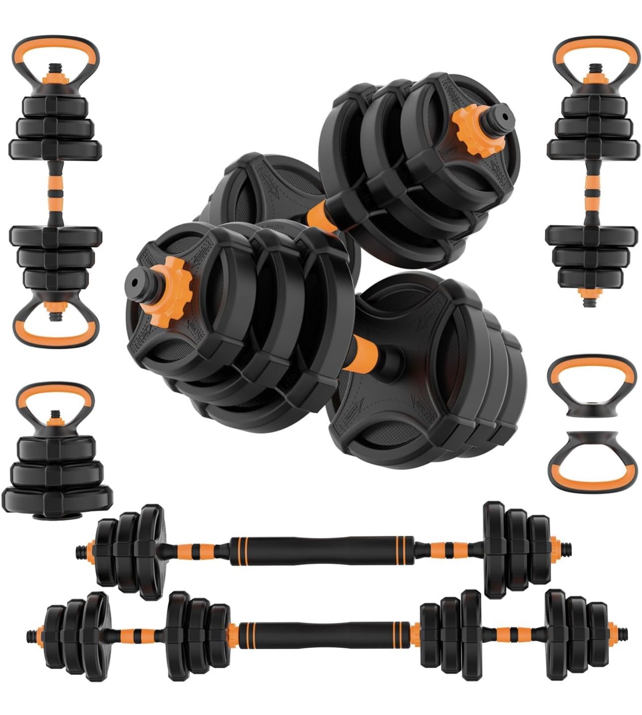 FIXTECH Adjustable Dumbbell Set – Orange