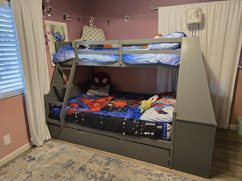 Bunk Bed with Trundle and Desk