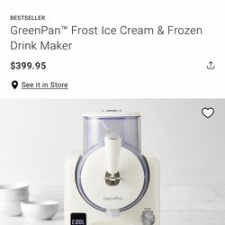 William Sonoma - GreenPan™ Frost Ice Cream & Frozen Drink Maker (Brand New/Sealed)