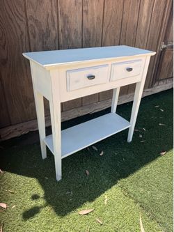 Small Sized White Hallway Table with (2) Drawers