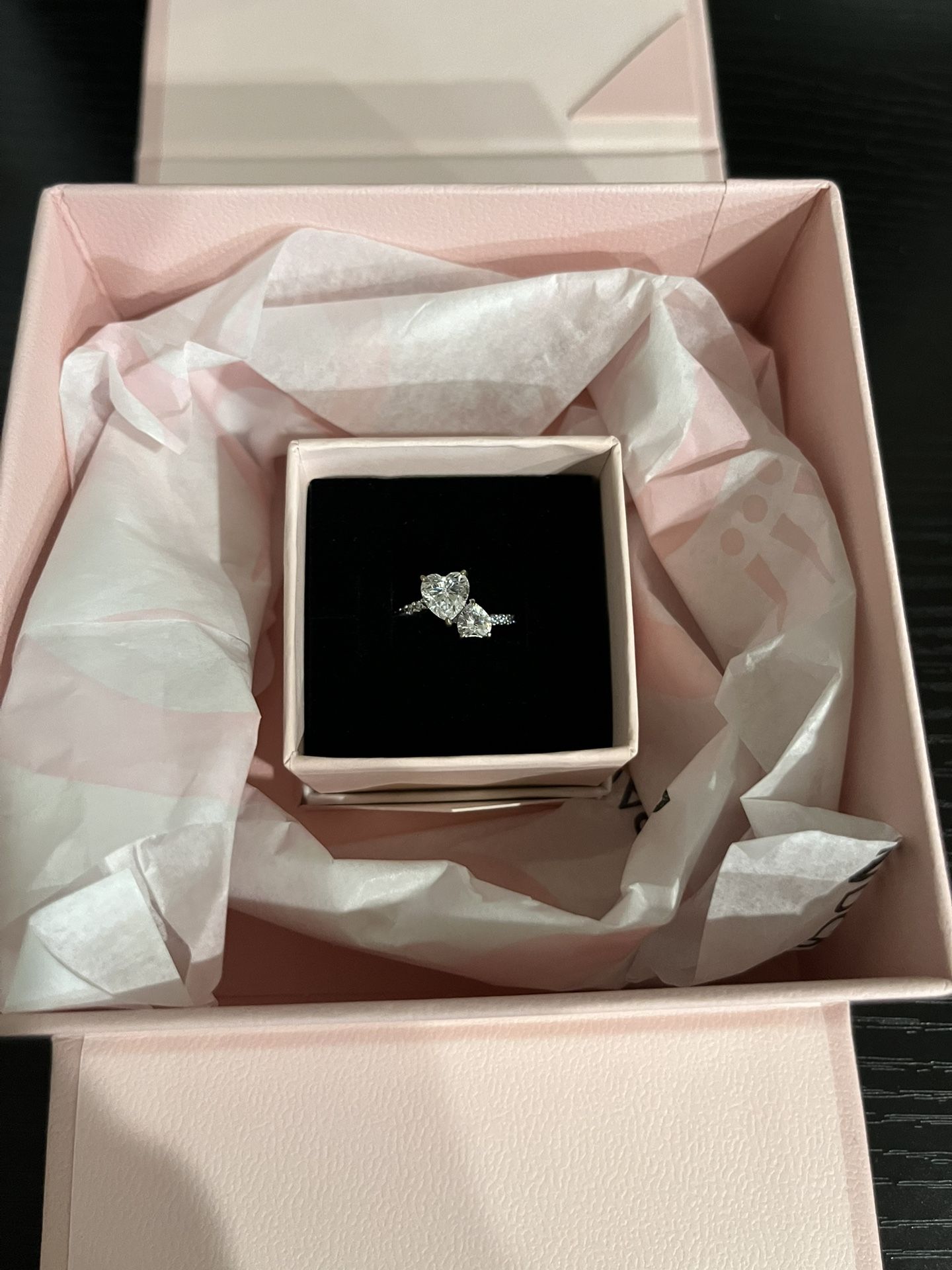 Pandora Double Heart Sparkling Ring
