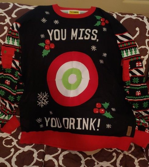 MEN'S DRINKING GAME UGLY CHRISTMAS SWEATER.  