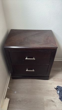 Dark Wood 2-Drawer Nightstand
