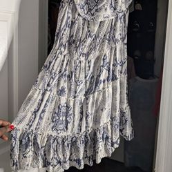 Dress Shoulder No Sleeve Blue White