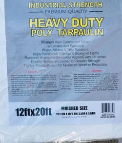 12ft x 20ft Heavy Duty White Waterproof Tarp