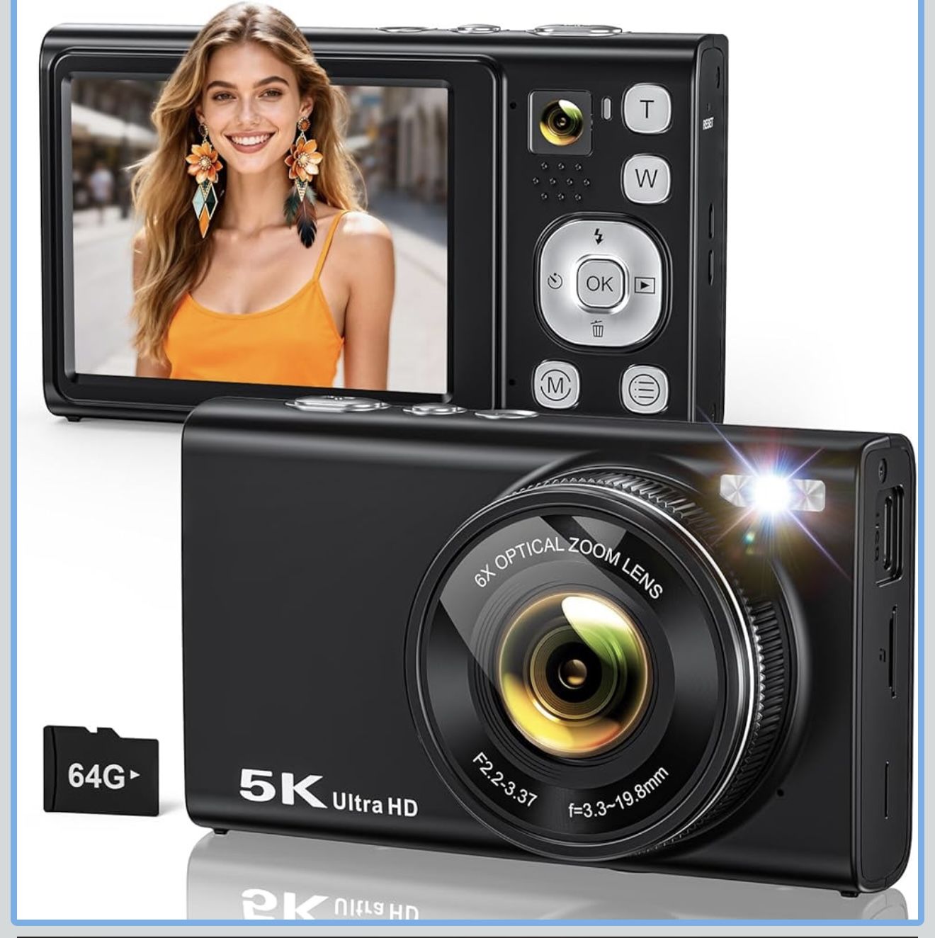 Brand New 5K Digital Camera for Photography with 6X Optical Zoom