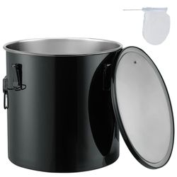 Fryer Grease Bucket, 6 Gal Oil Disposal Caddy Stainless Steel Fryer Oil Bucket Rust-Proof Coating, Oil Transport Container with Lid, Lock Clips, Filte