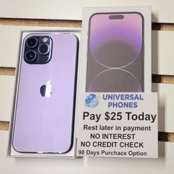 APPLE IPHONE 14 PRO MAX 128GB UNLOCKED.     FREE SMARTWACH/ HEADPHONES. PAY $1 TODAY  REST IN  PAYMENTS.  NO CREDIT NEEDED FINANCING   