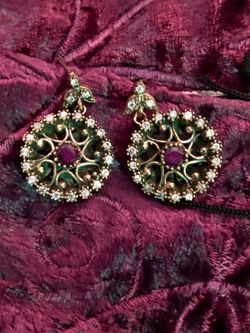 Silver Earrings with Sapphire and Ruby Topaz