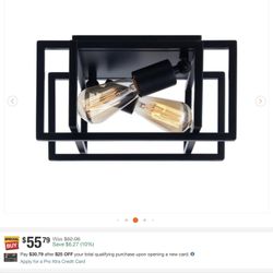 Merra Black Geometric Flush Mount Ceiling Light – 2 Light