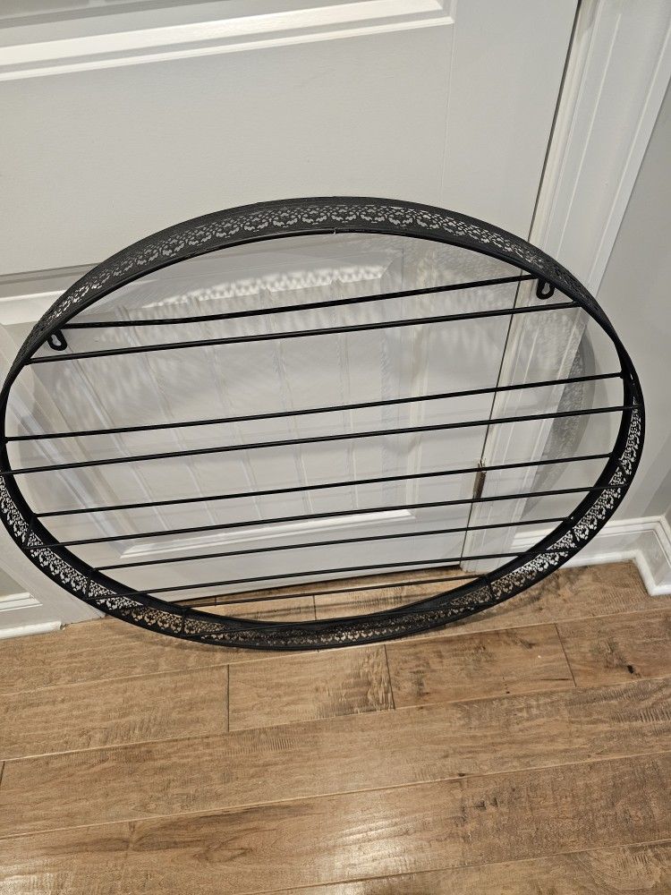 Wine Wall Rack Display, Black Metal Large 35"