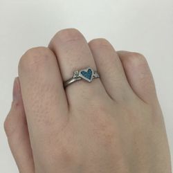 Vintage Dainty Turquoise Stone Arrow Through Heart Ring
