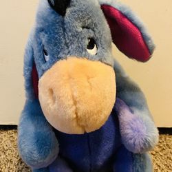 Eeyore Donkey Plush 11" With Detachable Tail Pink Bow Disney Store Exclusive