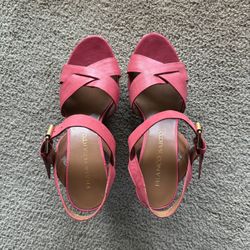 Franco Sarto coral leather cork wedge sandals - 6.5