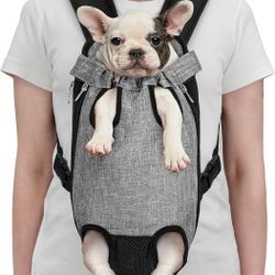 Pet carrier backpack gray small pads 5 to 9 pounds hands-free travel carrier