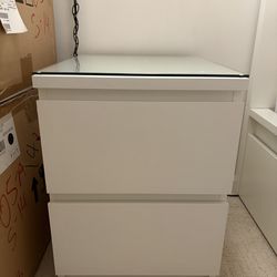 IKEA Malm nightstand x2 with glass top