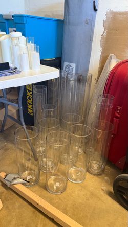 Clear Glass Cylinder Vases – Set of 18