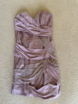 Strapless Ruched Lace Mini Dress