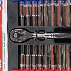 Hyper Tough 19-Piece 1/4” Drive Ratchet & Deep Socket Set (Metric & SAE) 