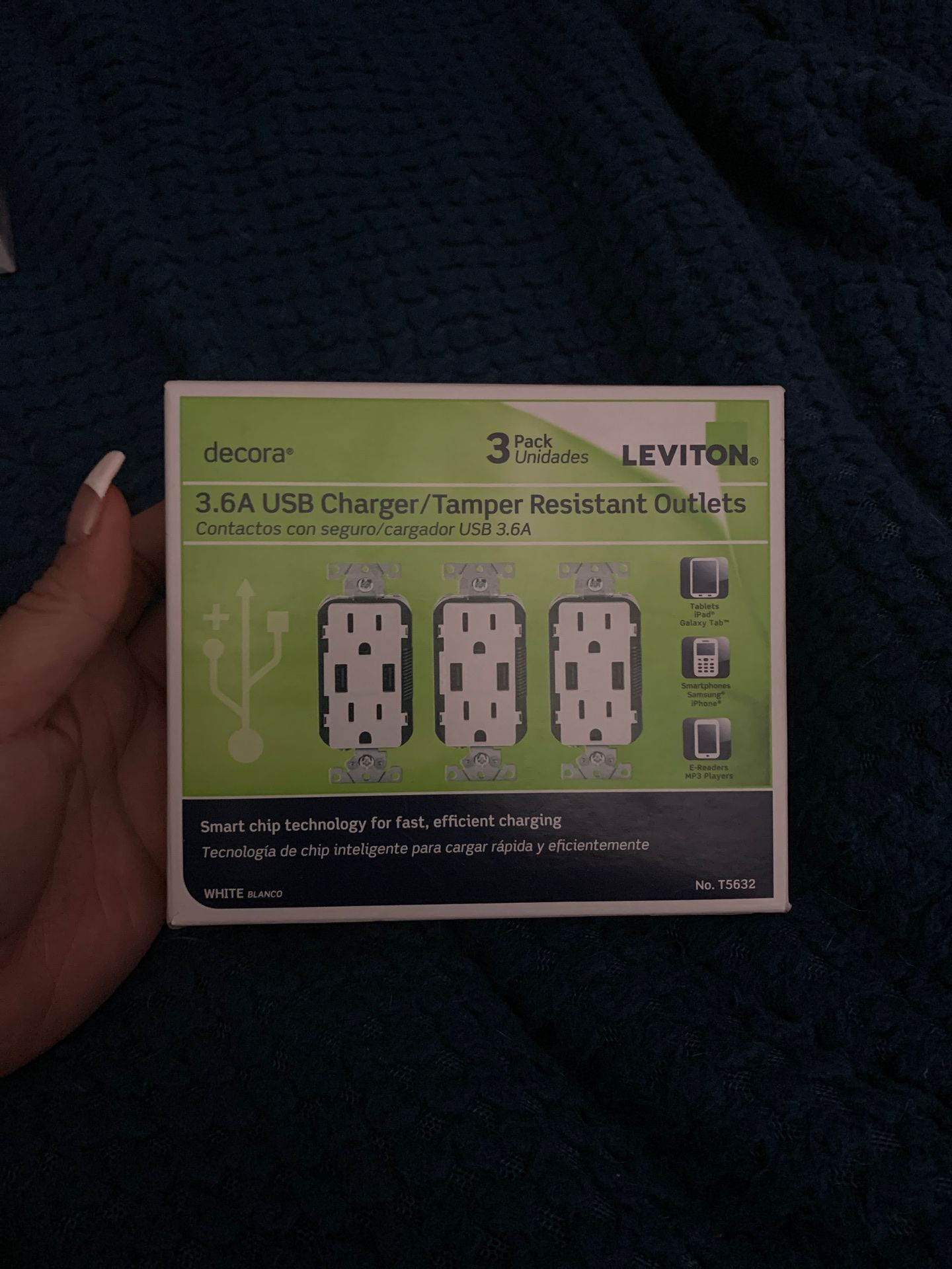 3.6A USB charger/tamper Resistant Outlets