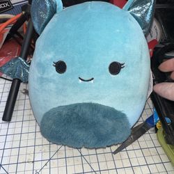 Squishmallow Turquoise Blue Bat Glitter Plush, New With Tags 225