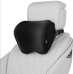 2PK Soft Memory Foam Neck Pillows with Adjustable Strap, Ergonomic Design, Black