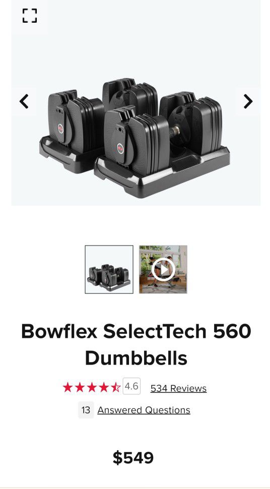 BowFlex SelectTech 560 Dumbbells