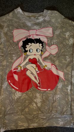 Camo Betty Boop crew neck