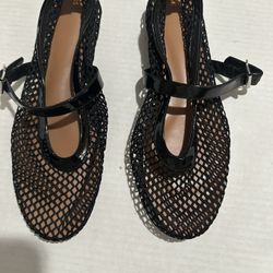 Beautiful Fishnet Flats Size 9 And 8.5