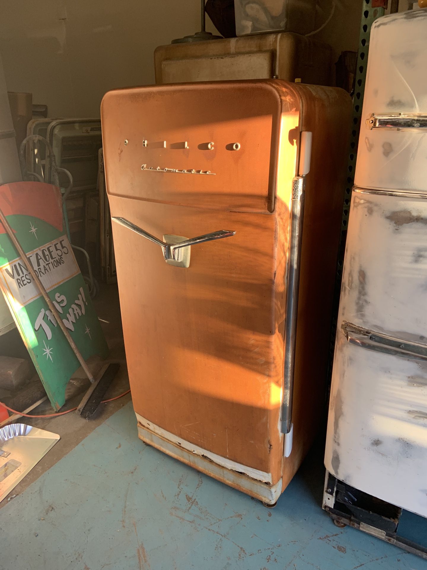1956 Philco V handle refrigerator with restoration vintage