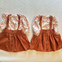 Twin Bundle Cat & Jack Toddler Girl 2T Floral Top & Corduroy Skirt Set