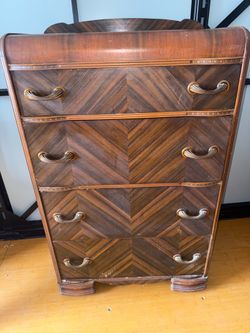 Vintage Art Deco Waterfall 4 Drawer Dresser