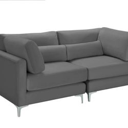 Julia Velvet / Metal Grey Modular Sofa

